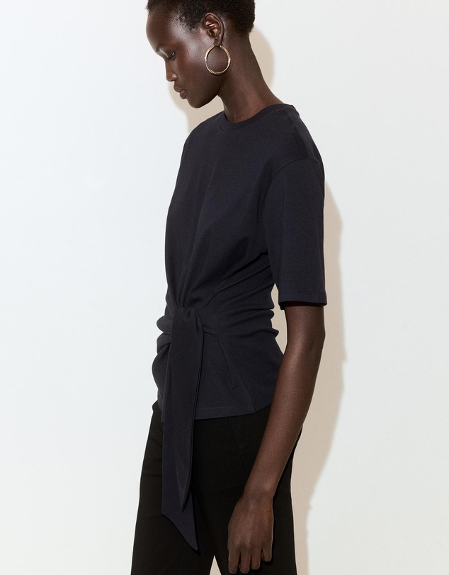 M.N.G - Cotton T-Shirt with Side Bow
