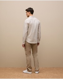 Trenery - Tailored Fit Puppytooth Check Shirt in Sand