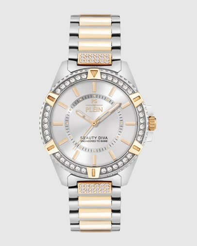 Plein Sport - Plein Sport Beauty Diva 40mm White-Silver Dial Two-Tone Stainless Steel Bracelet Watch
