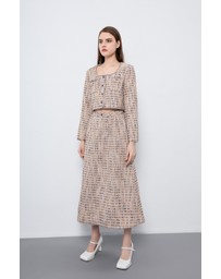 Glamorous - Retro court-inspired contrasting tweed skirt
