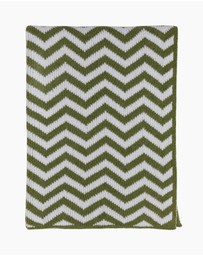 Living Textiles - Chenille Blanket - Chevron Sage