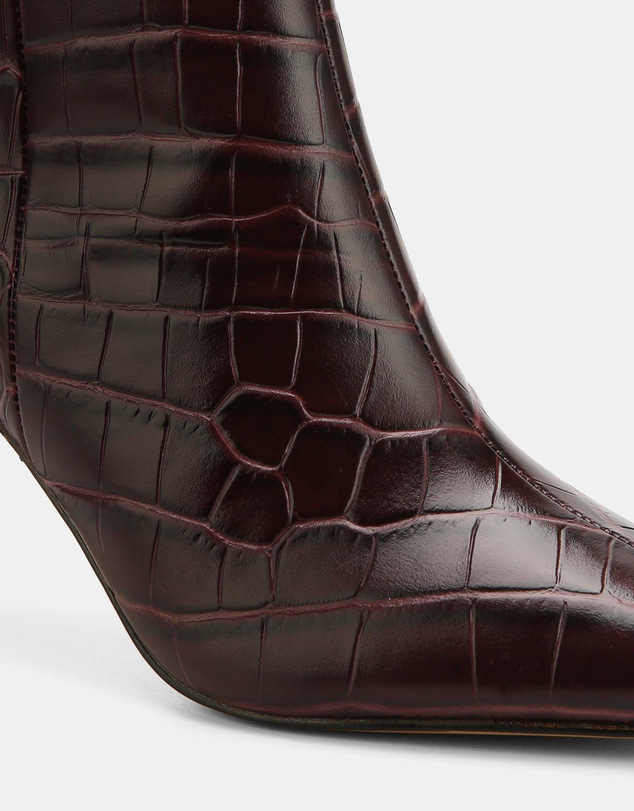 Wittner - Nina Ankle Boots Raisin Croc Embossed Leather