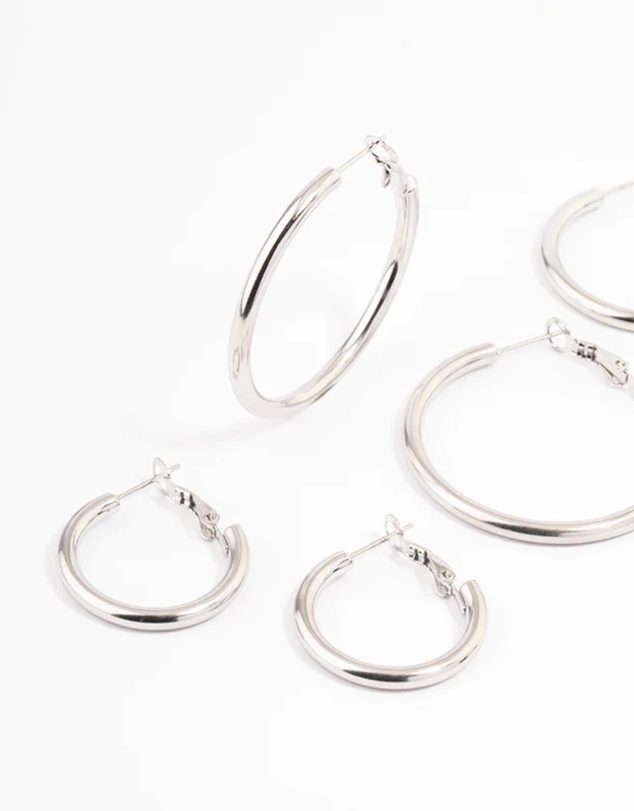 Lovisa - Waterproof Stainless Steel Large Basic Hoop Earrings Pack