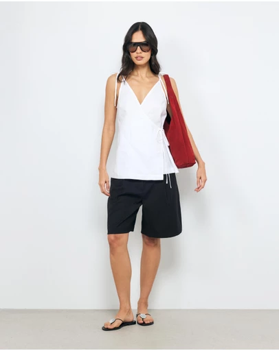 AERE - Remi Crossover Linen Top