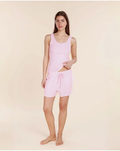 Gingerlilly - Liberty Ribbed Singlet Henley Top