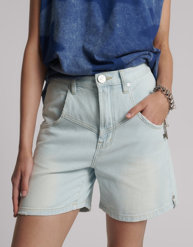 ONE TEASPOON - Kinks Mid Waist Long Length Denim Shorts - Le Surf