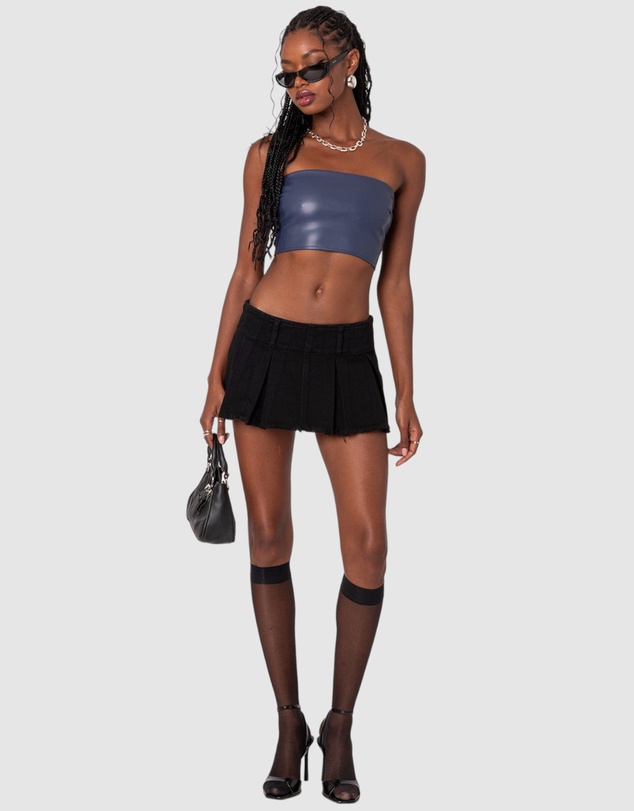 EDIKTED - Mazie Faux Leather Bandeau Top