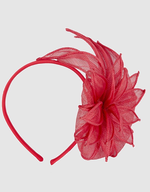 Max Alexander - Flower Red Sinamay Fascinator Headband