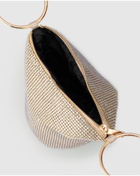Olga Berg - Ellie Crystal Mesh Ring Handle Bag