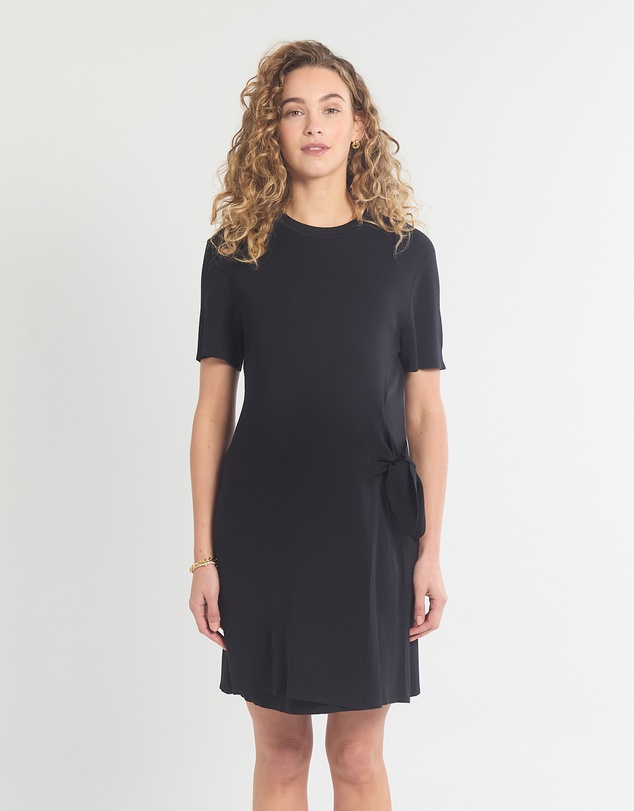 Soon Maternity - Crepe Knit Tie Dress
