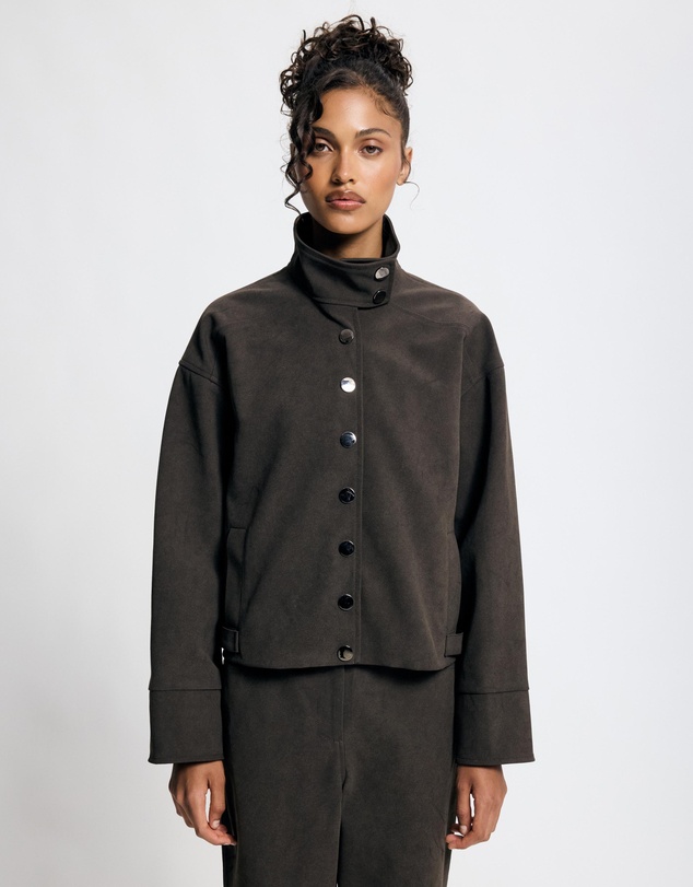 Lover - Lucinda Suede Look Funnel Neck Jacket