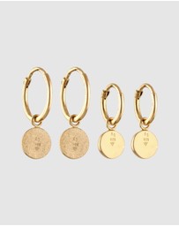 Elli Jewelry - Earrings Set Agate Circle 925 Sterling Silver Gold-Plated