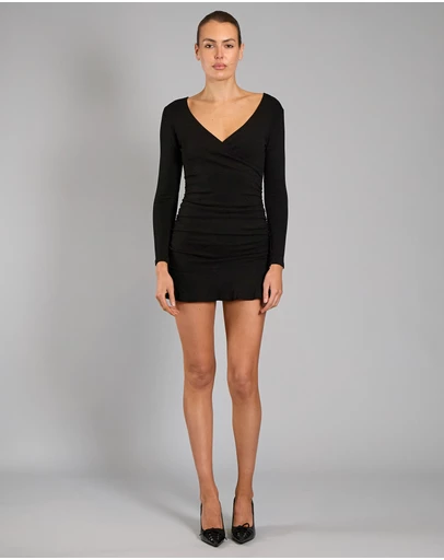 Love and Nostalgia - Ruby Cross Over Mini Dress - Black