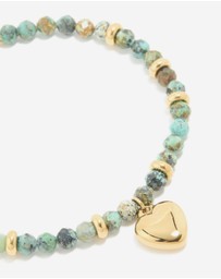 Lovisa - Waterproof Gold Plated Stainless Steel Aqua Semi Precious Stone Chunky Heart Bracelet
