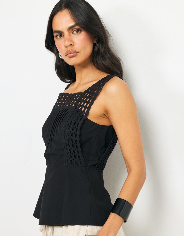 AERE - Serena Lace Poplin Top