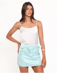 Petal & Pup - Winslow Satin Mini Skirt with Bows - Mint Green