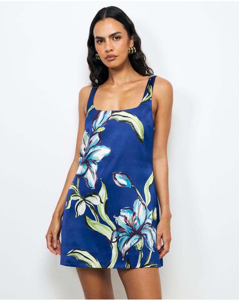 anthea mini dress blue Structured Satin by AERE Online | THE ICONIC SIZE:6M