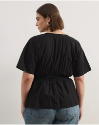 Atmos&Here Curvy - Elis Cotton Gathered Waist Top