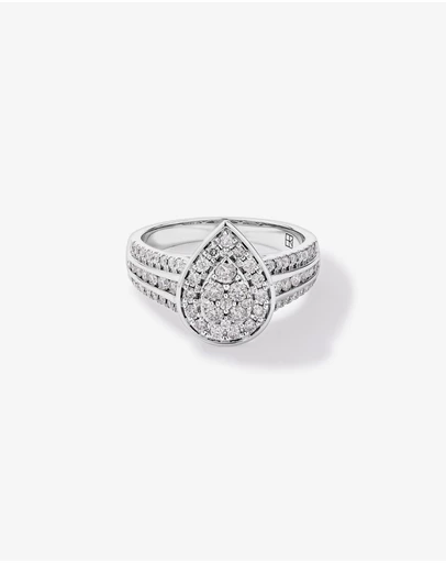 Michael Hill - 0.85 Carat TW Pear-Shaped Diamond Cluster Ring in Sterling Silver