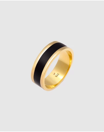 Kuzzoi - ICONIC EXCLUSIVE - Enamel Band Ring in Gold-Plated 925 Sterling Silver