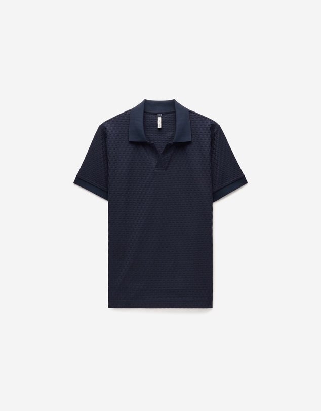 Calibre - Textured Open Neck Polo Navy