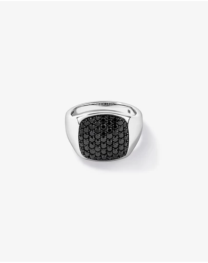 Michael Hill - 1.50TDW Black Diamond Pavé Signet Ring in Sterling Silver