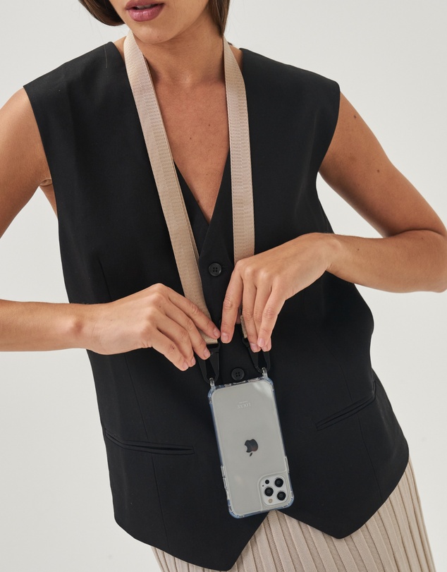 LOUVE COLLECTION - Clear Phone Case + Latte Love Lanyard