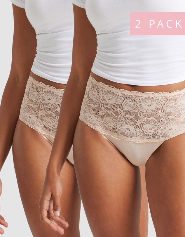 Kayser - 2 Pack Daily Essentials Cotton & Floral Lace Full Brief (465 )
