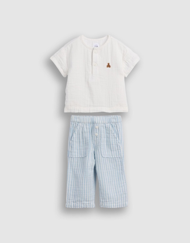 GAP - Woven SS Henley Pants Set - Babies