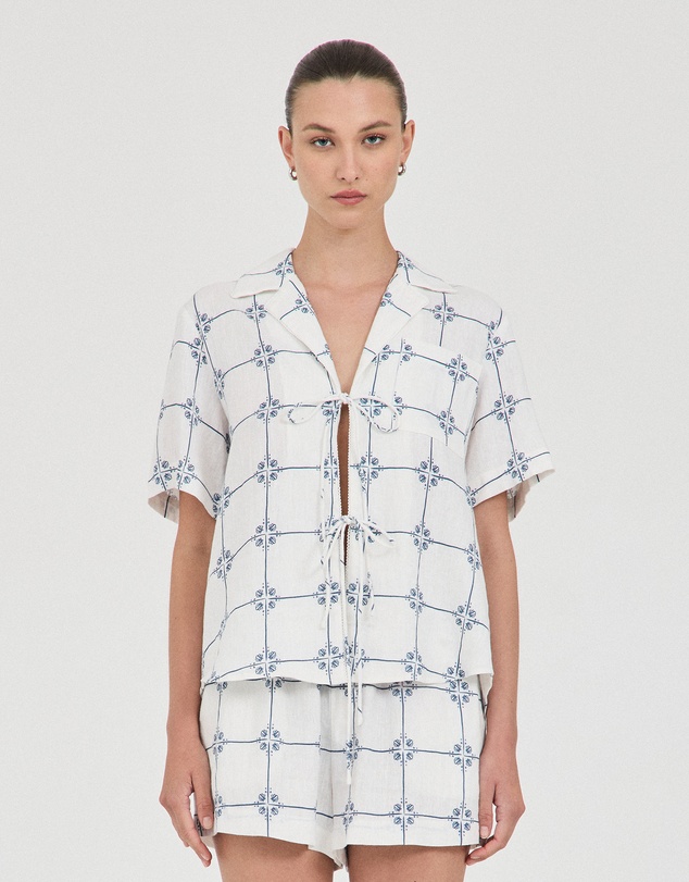 FRIEND of AUDREY - Seashell Linen Tie Top
