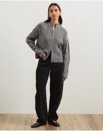 Atmos&Here - Evie Two-Way Zip Cable Knit Cardigan
