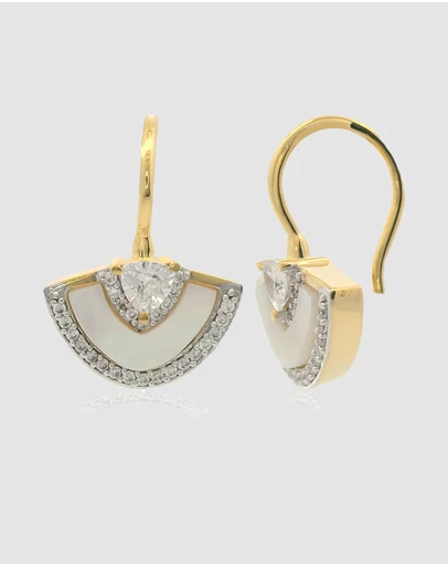 Georgini - Georgini Chic Noel Mother Of Pearl Fan Earrings Gold