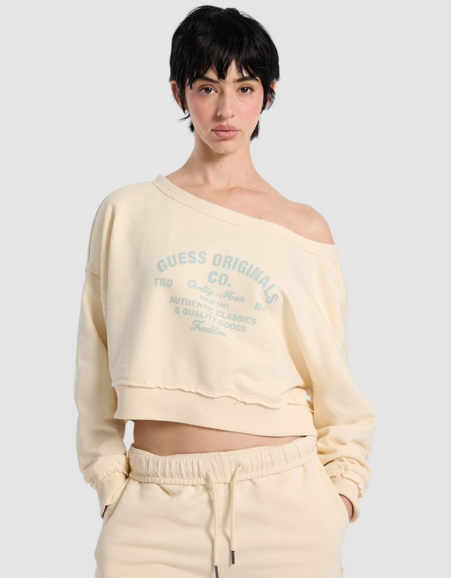 GUESS Originals - GUESS Originals Eco Boat Neck Distressed Sweatshirt
