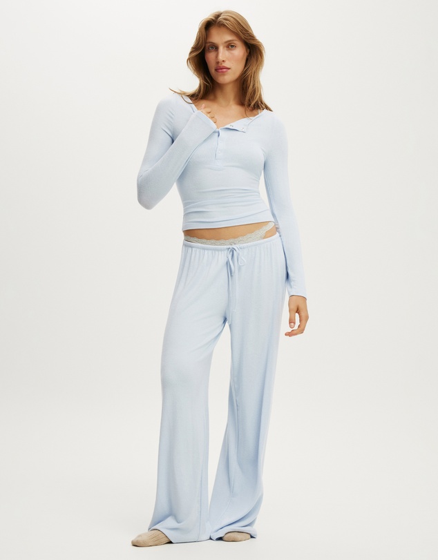 Cotton On Body - Super Soft Boat Neck Henley Long Sleeve Top