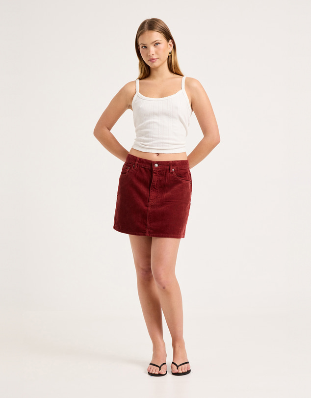 Rolla's - 90's Relaxed Corduroy Mini Skirt - Burnt Sienna