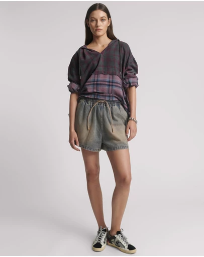 ONE TEASPOON - Boxer Low Waist Denim Shorts - Island Blue
