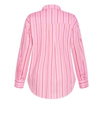 City Chic - Plus size Stassi Stripe Cotton Shirt - pink