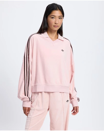 adidas Originals - Terry Towel V Neck Long Sleeve Top