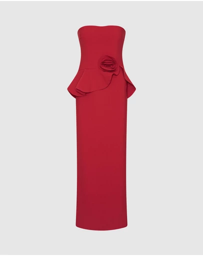 ROTATE - Long Flower Strapless Dress