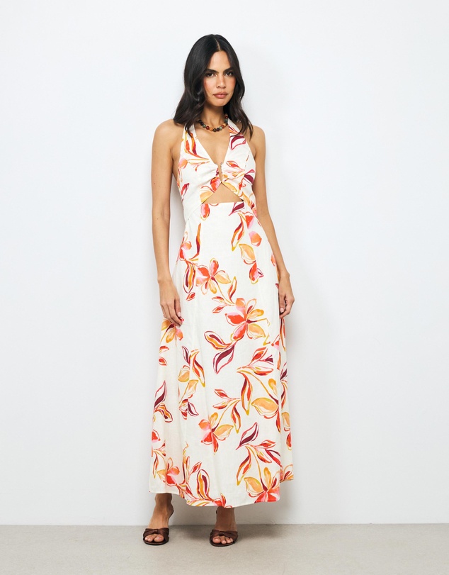 AERE - Aureline Linen Halter Midi Dress