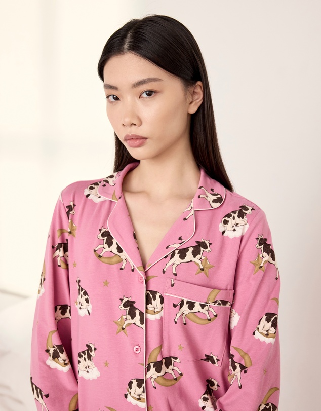 Chelsea Peers - Organic Cotton Cows On Moon Night Shirt