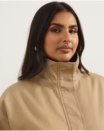 Atmos&Here Curvy - Taya Funnel Neck Twill Bomber Jacket
