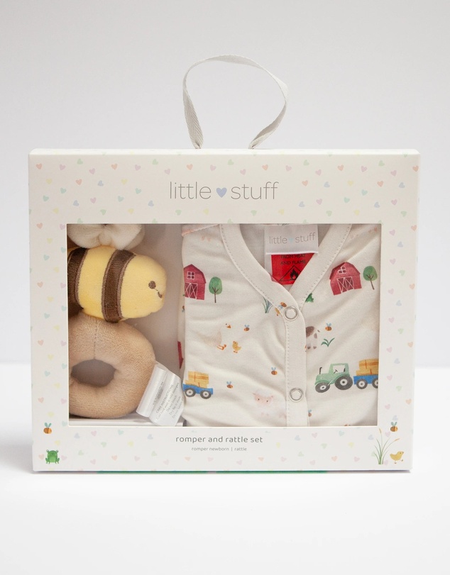 Little Stuff - Farm Friends Romper & Rattle