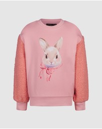 Rock Your Kid - Hunny Bunny Fuzzy Sweatshirt in Peach