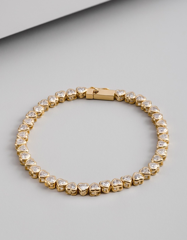 Wanderlust + Co - Heart Bezel 14K Gold Vermeil Tennis Bracelet