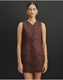 AERE - Tamsin Linen Mini Shift Dress