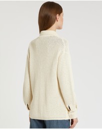 Marella - Cream Knit Collar Cardigan
