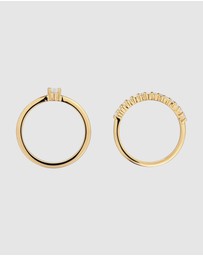 Elli Jewelry - Ring Set Moonstone Celestial 925 Sterling Silver Vermeil