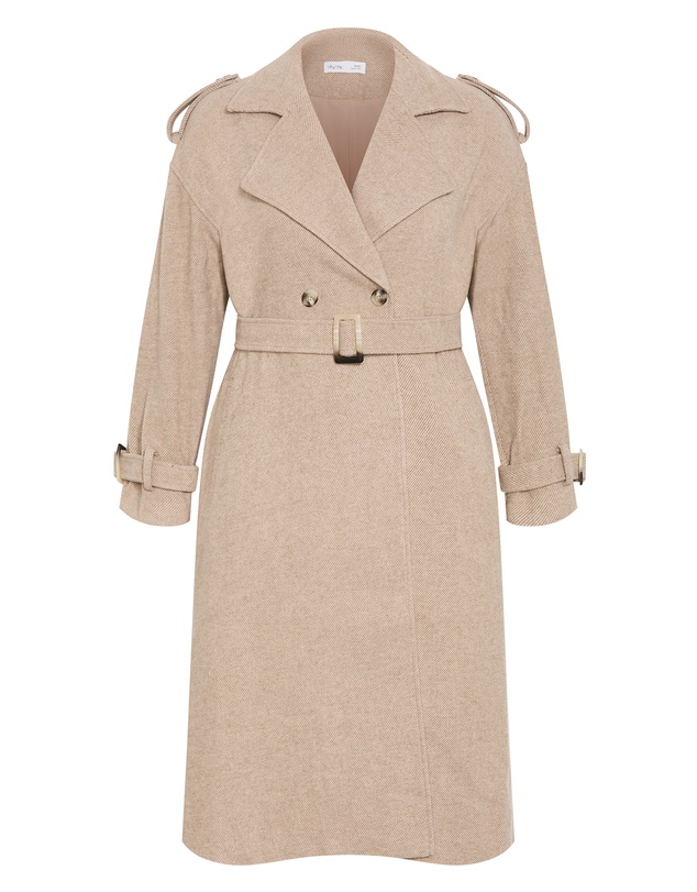 City Chic - Plus size Nadia Trench - caramel