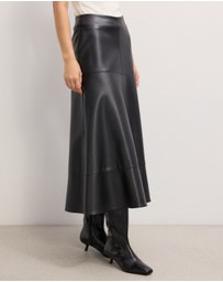 The Fated - Cam Leather Look Midi Skirt
